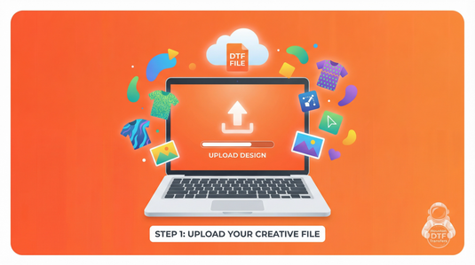 Custom DTF transfer design upload process - Houston DTF Transfers online ordering system
